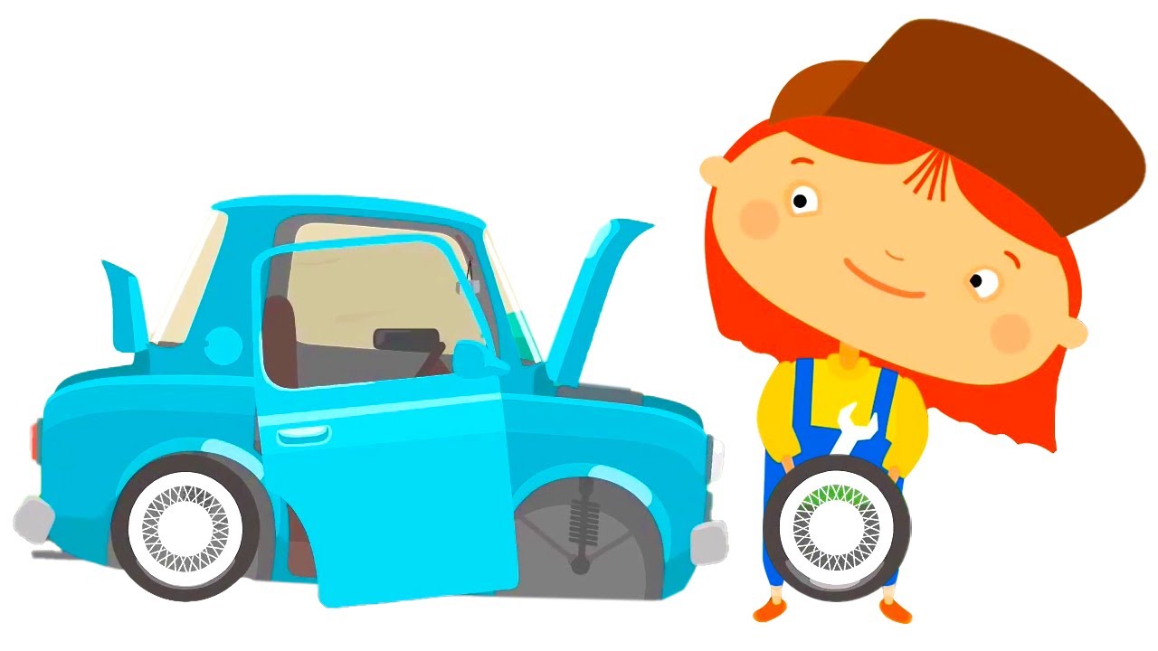 Le garage du docteur McWheelie. Construction et réparation des voitures. Dessins animés