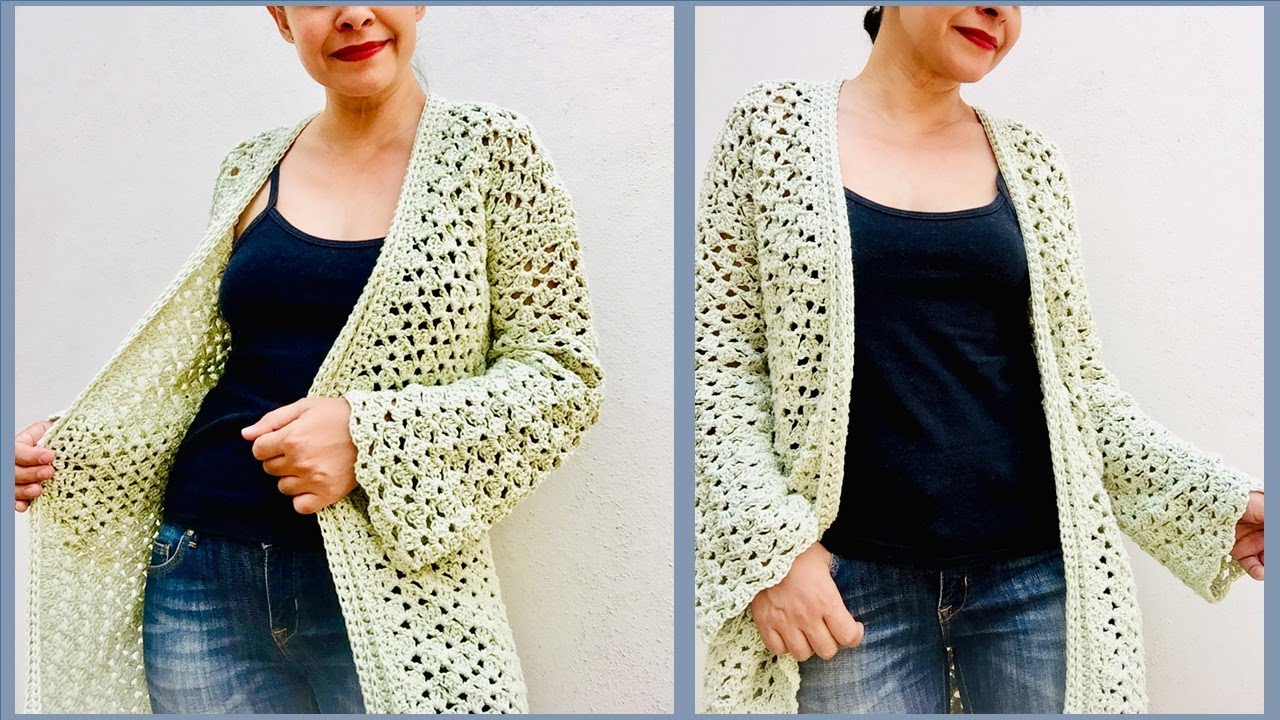 Cárdigan/Suéter a crochet MUY FÁCIL para mujer ¡Paso a paso!