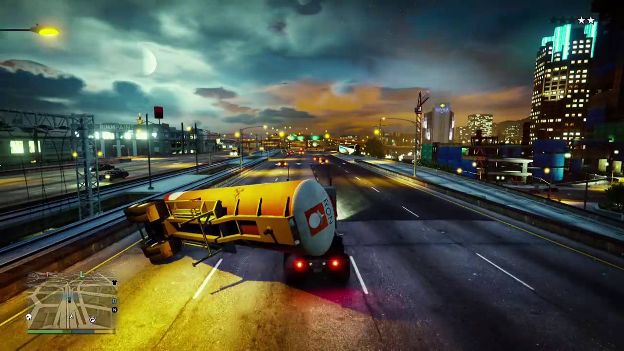 GTA V Semi Tractor Trailer Slow-Motion Jack-knife Recovery!