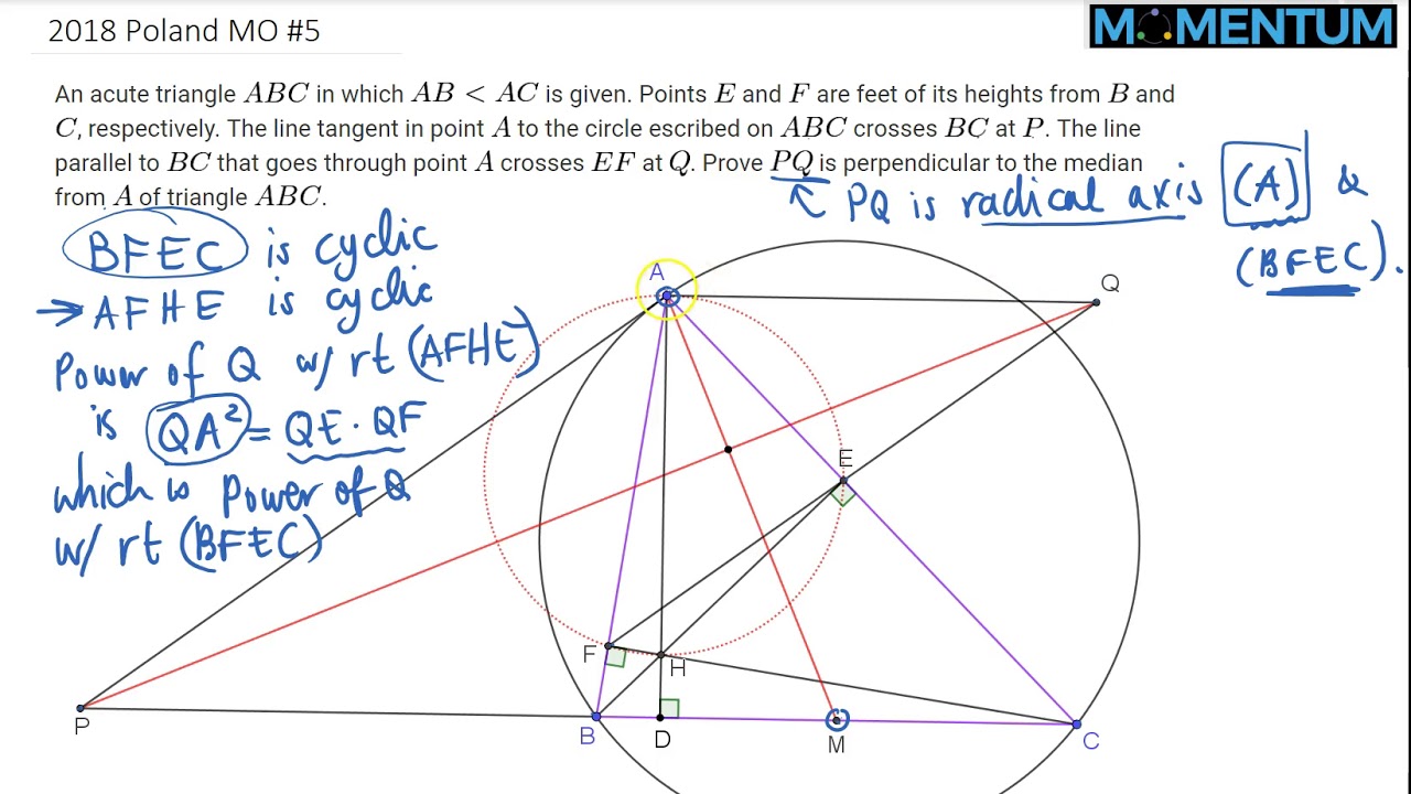 2018 Poland Math Olympiad Geometry Problem 5 (Two Solutions)