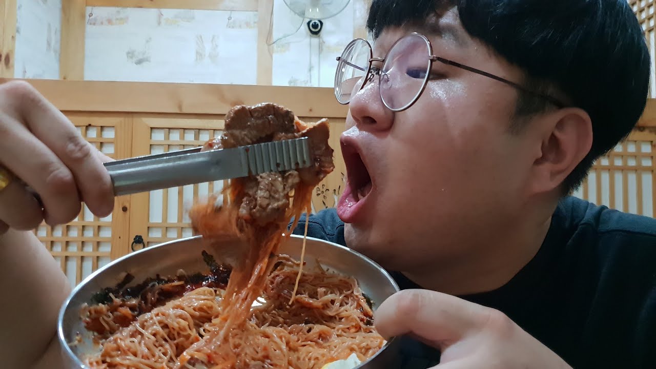 1인분 3500원짜리 갈비+물냉면+비빔냉면+육회 먹방
