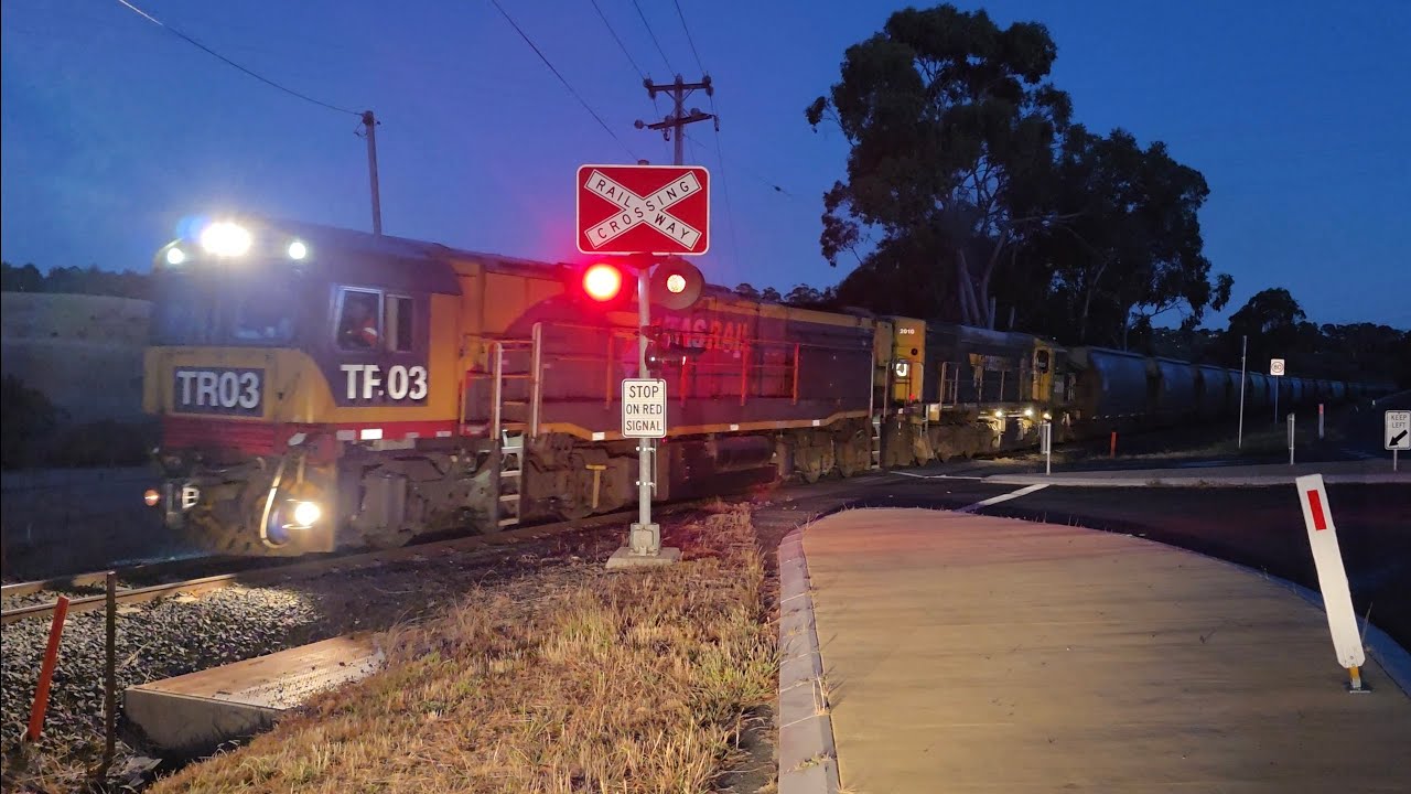 TasRail TR03 2010 #46 Coal train crossing Opossum Road