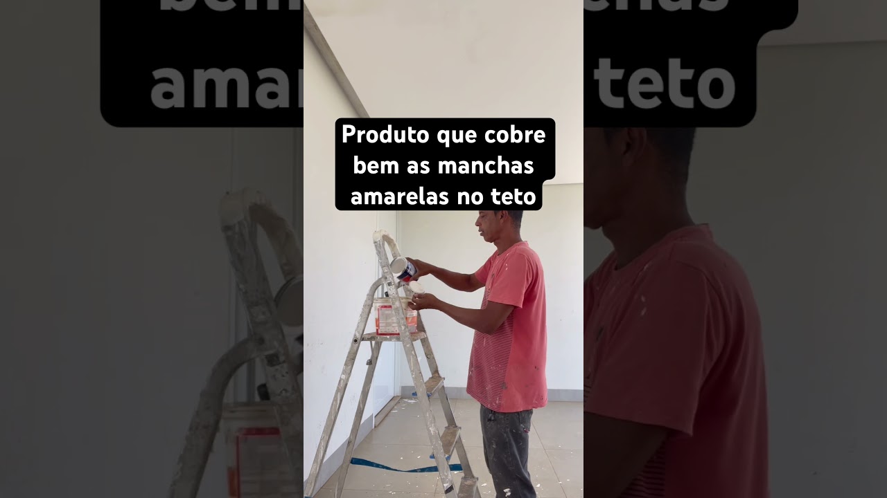Produto que cobre bem as manchas amarelas no teto #Reforma #Rolo