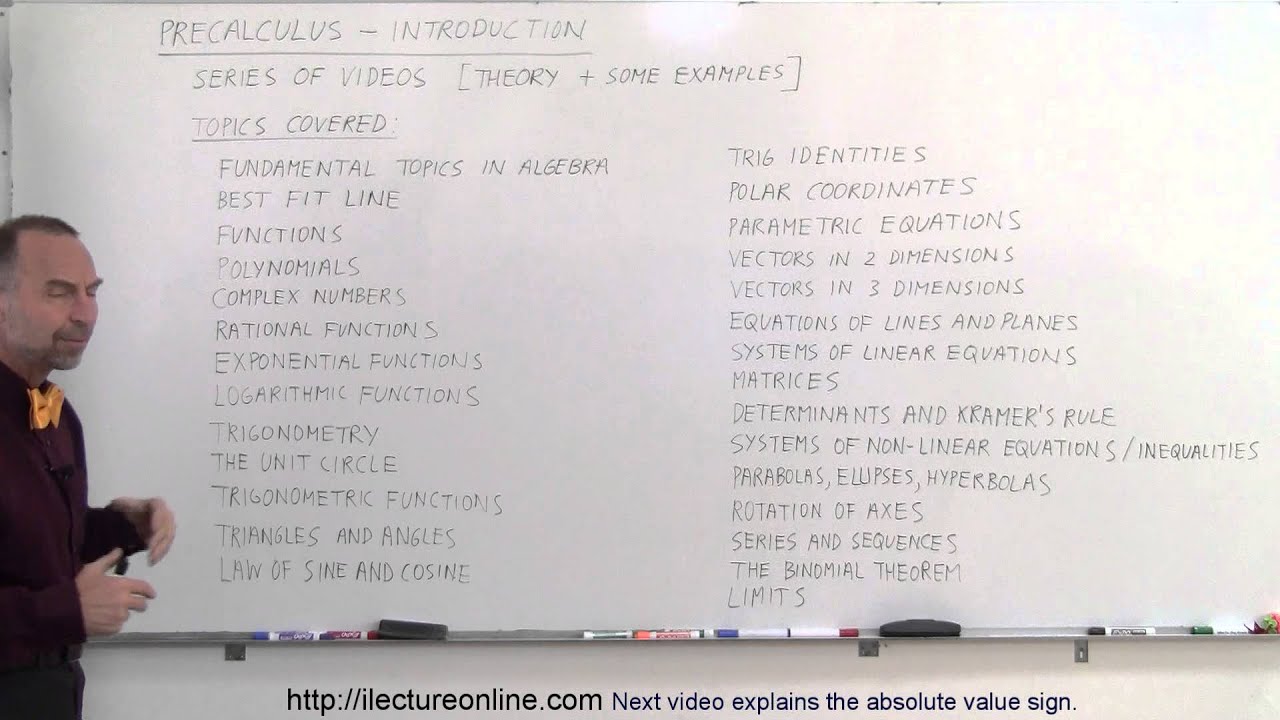 PreCalculus - Introduction/Preview of What is in this PreCalculus Series