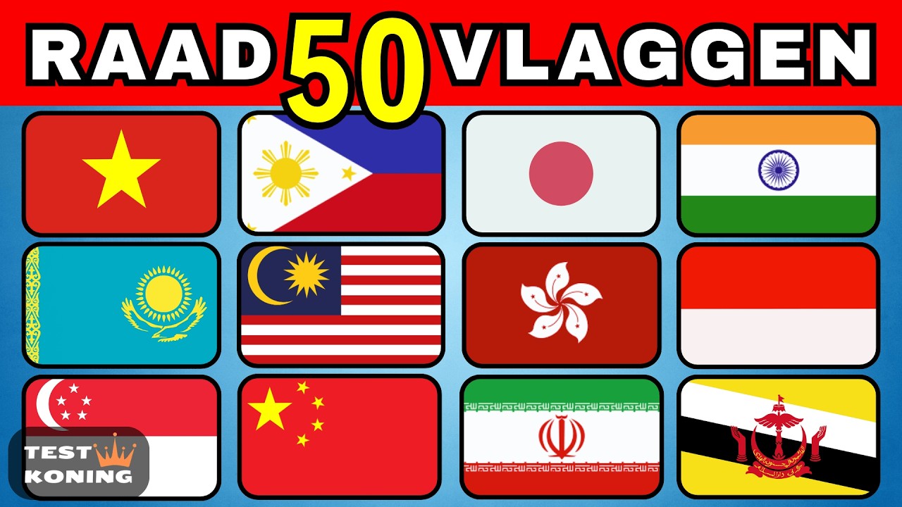 Vlaggen Quiz Azië | Raad & Leer | 50 Vlaggen ✅