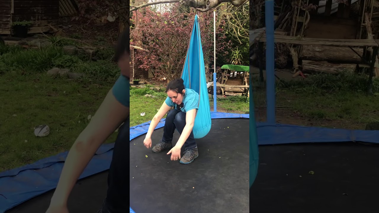 Grown woman gets stuck in a kids swing