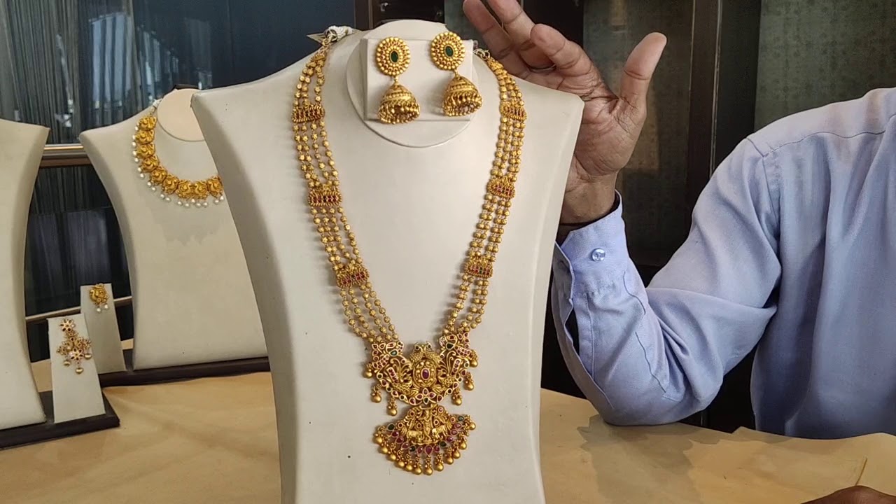 Gold plated silver necklace sets with price| order online|Jagdambapearls