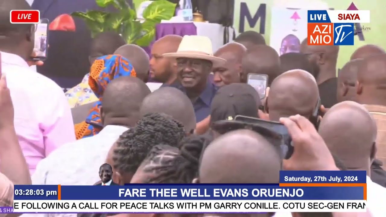 Raila, Orengo, top ODM leadership arrive in Alego, Siaya County for the burial of  Evans Oruenjo