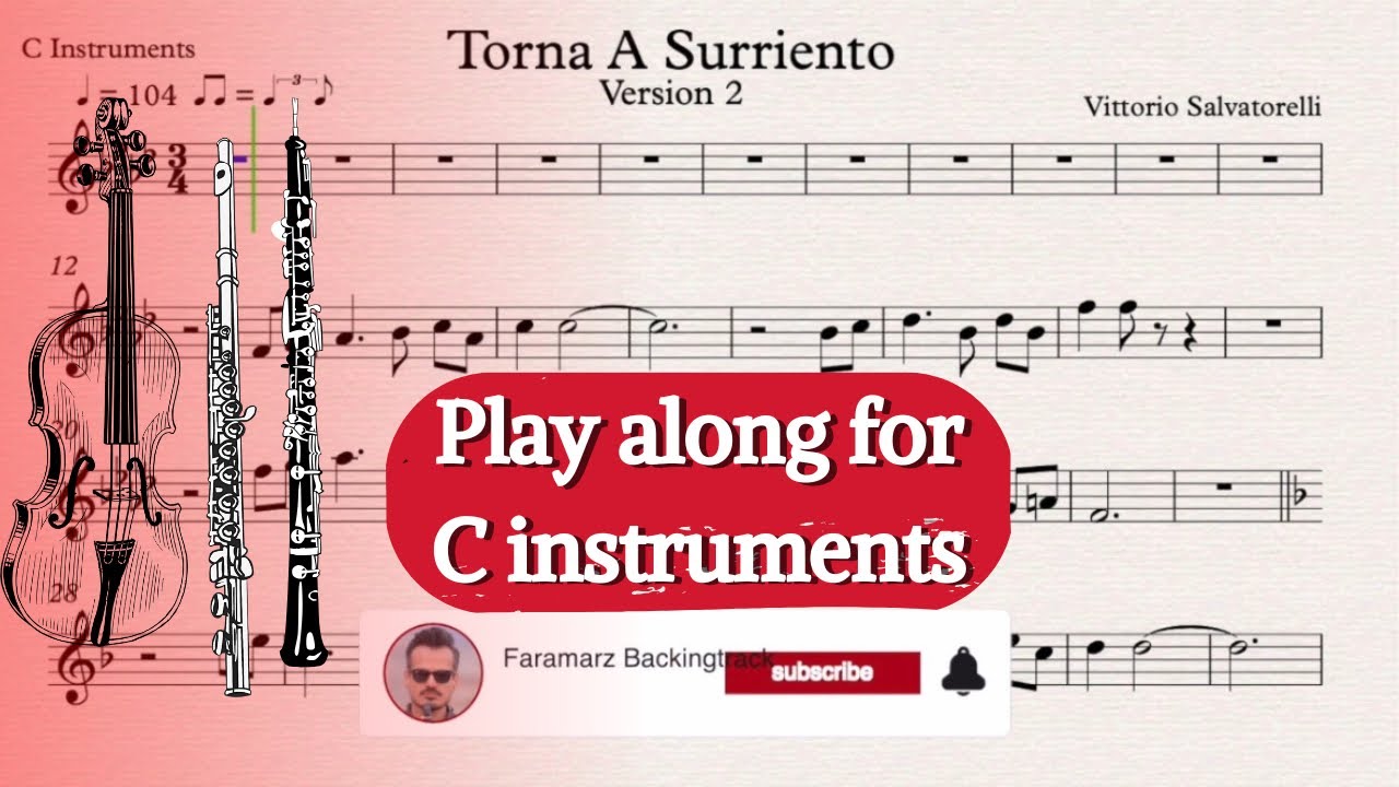 Torna a surriento (Piano accompaniment) - V.Salvatorelli | Play along for C instruments