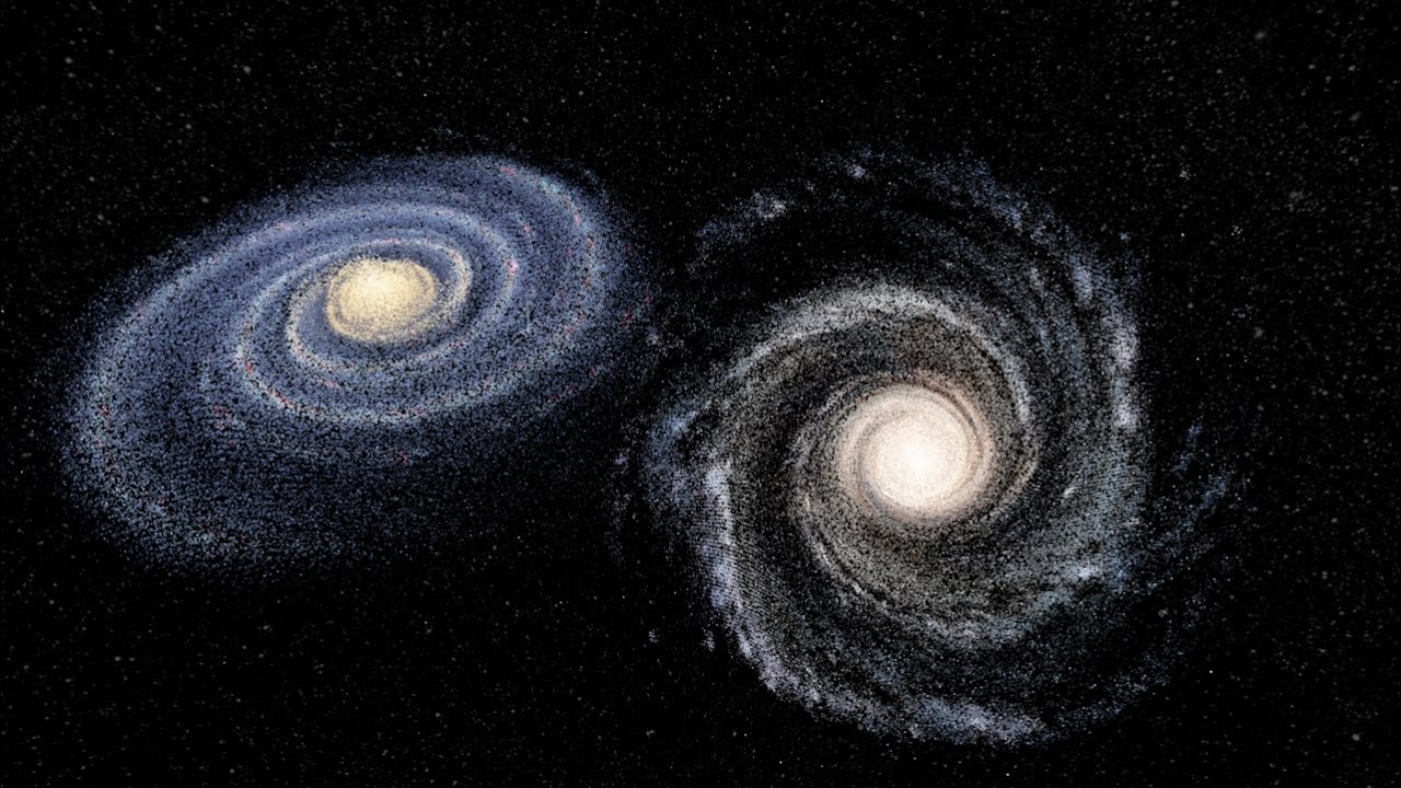 [Simulation] Andromeda galaxy colliding with the Milky Way