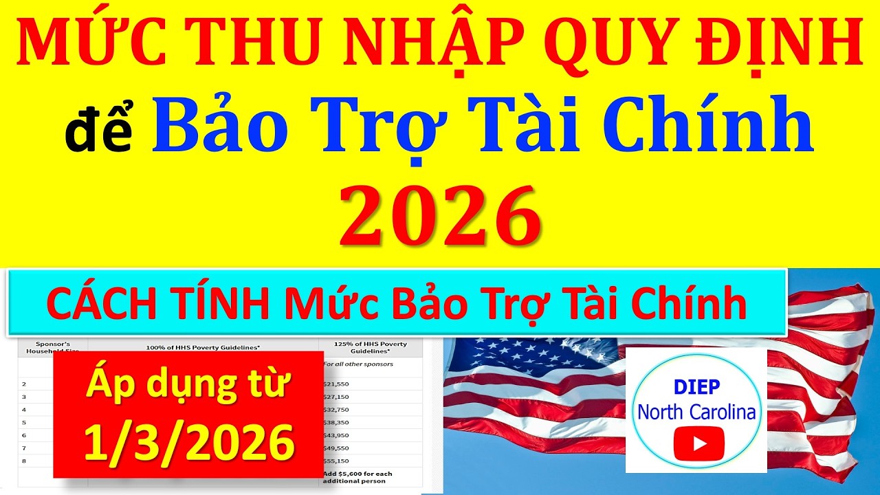 Mới nhất 2026: Mức Thu Nhập Quy Định để Bảo Trợ Tài Chính || Áp dụng từ 01/03/2026