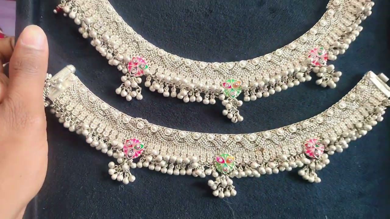 Dulhan silver payal design/ latest silver payal design with weight and price/ silver anklet design