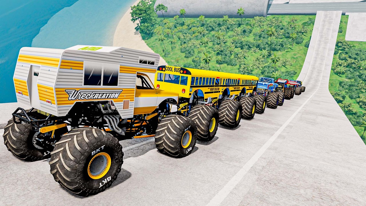 #203 Epic High Speed Monster Jumps | Monster Trucks & Cars - Beamng Drive