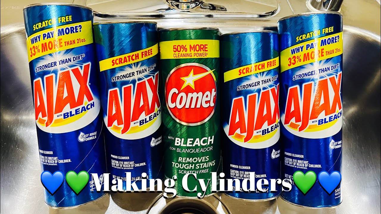 Ty for 200 subs!🥰 Making cylinders with recycled ♻️ paste + Ajax💙 + Comet💚 Sponge squeezing🧽🫧