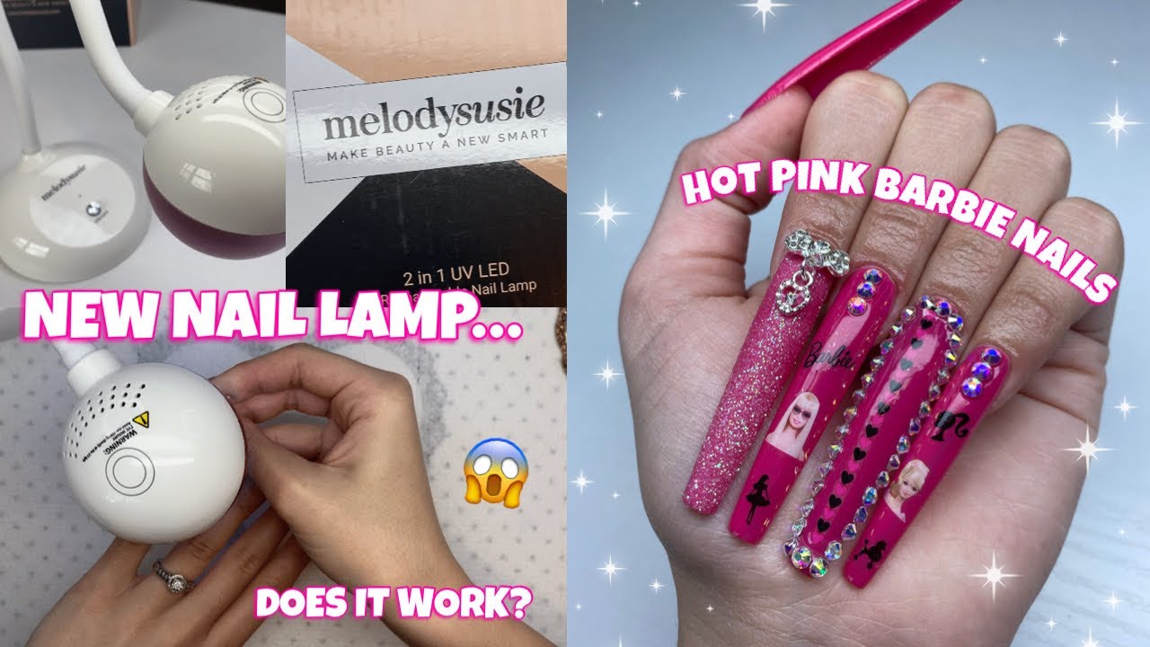 NEW MELODY SUSIE 2 IN 1 LED/UV RECHARGEABLE NAIL LAMP REVIEW | HOT PIBK BARBIE NAILS | NAIL TUTORIAL