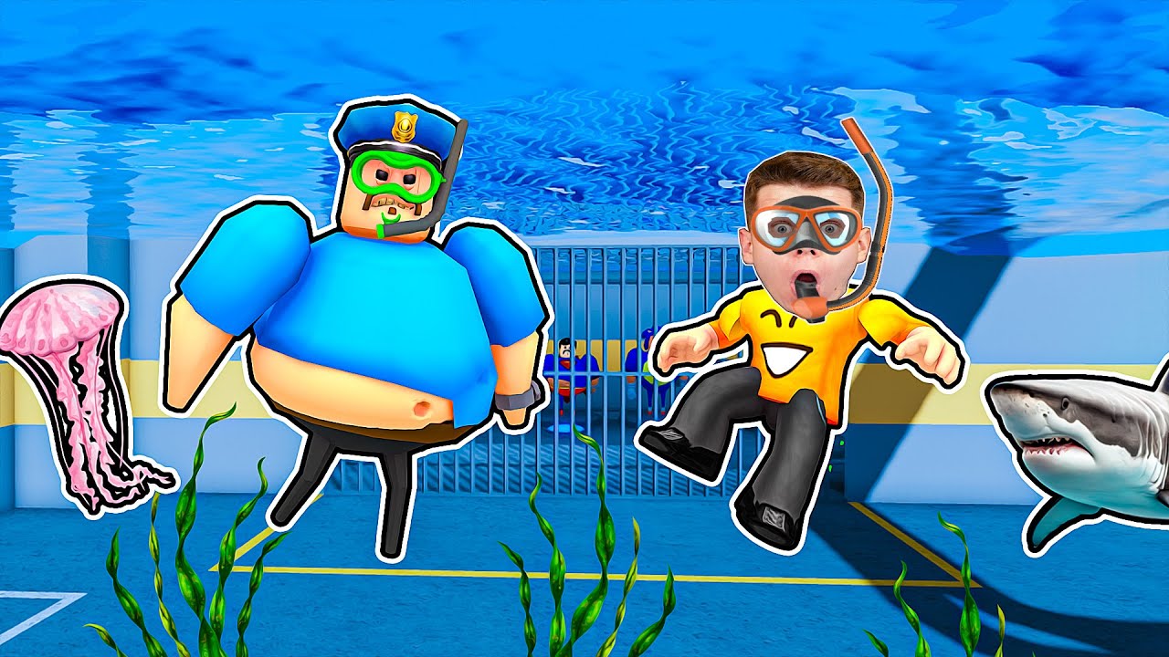 NURKUJE ABY UCIEC PRZED GRUBYM POLICJANTEM w Roblox!