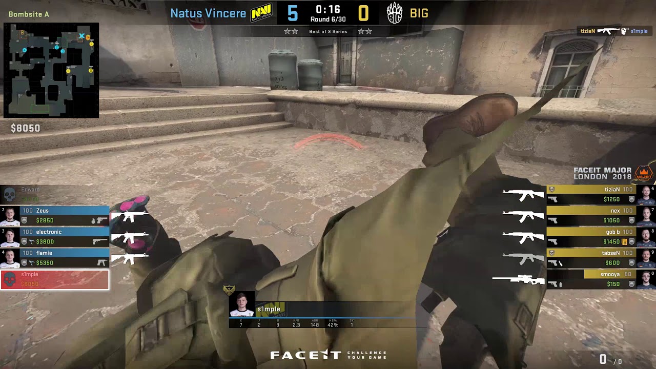 CS:GO POV Demo Na'Vi S1mple (21/6) vs BIG (de_dust2)