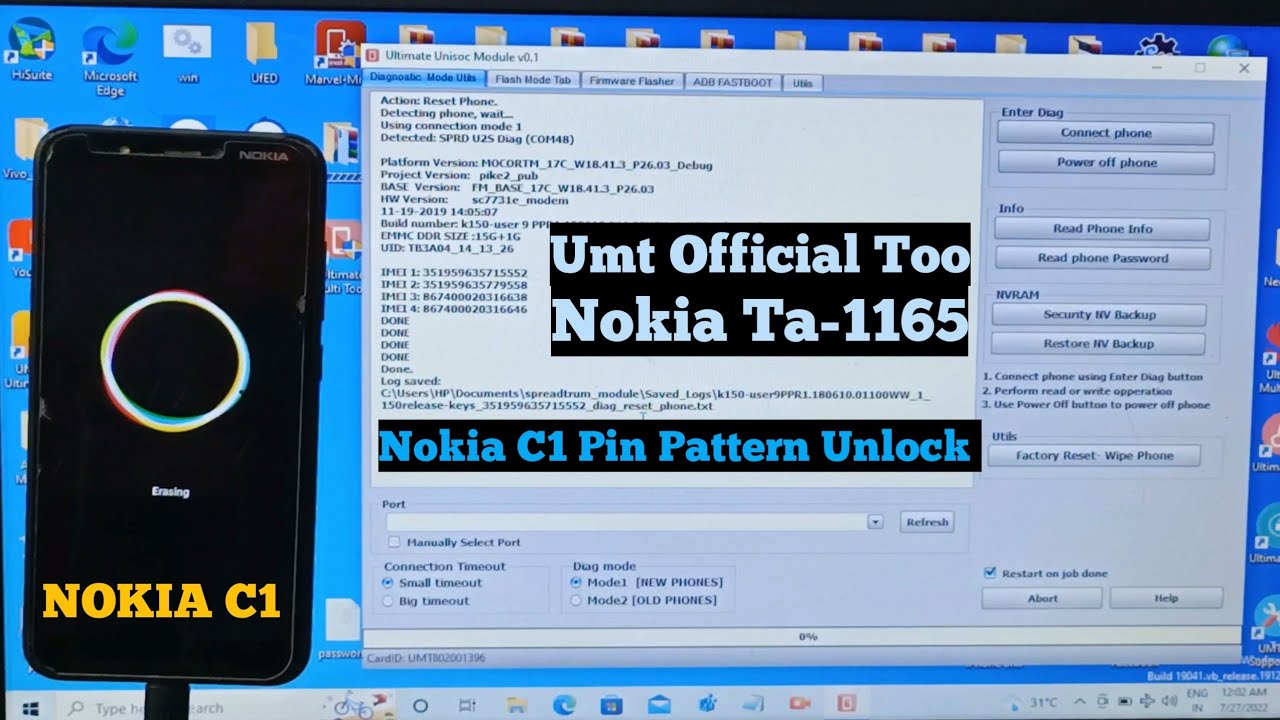 Nokia Ta-1165 Nokia C1 Pin Pattern Unlock Umt Official Ultimate Unisoc Module Spd Tool
