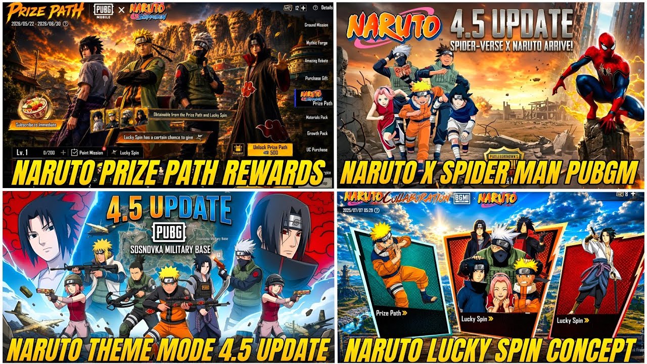 NARUTO PRIZE PATH REWARDS | 4.5 UPDATE NARUTO THEME MODE | NARUTO LUCKY SPIN CONCEPT | 4.5 UPDATE 