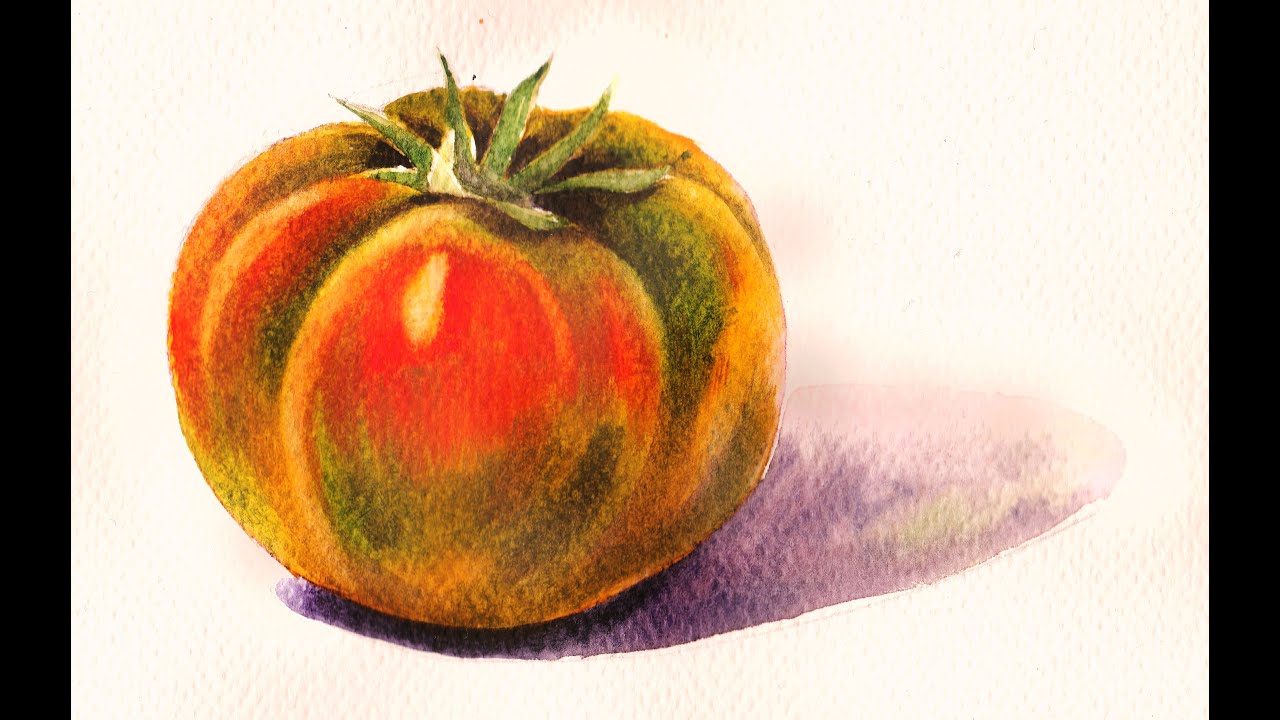 Foundation Course in Watercolor Painting 6 - Tomato  基礎水彩示範 - 紅綠番茄
