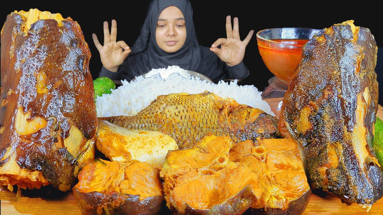 2 BIG FISH HEAD CURRY, WHOLE FISH CURRY, EATING FISH CURRY, ASMR EATING BIGBITES