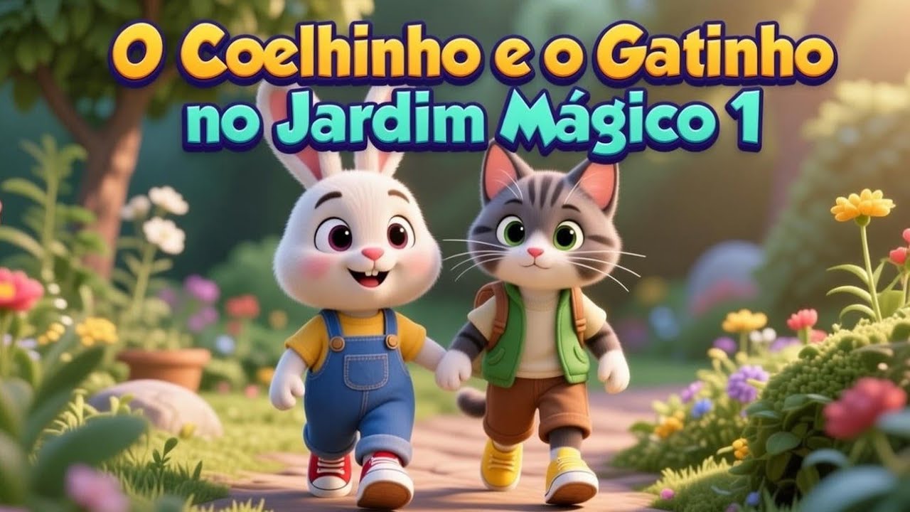 O Coelhinho e o Gatinho no Jardim Mágico 🐰🐱✨ | Versão 1 | Música Infantil Animada 🎶 