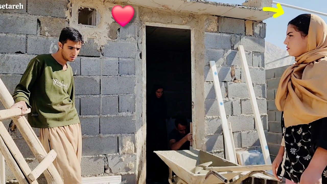 Abbas's clever look at Setareh. He is proving his love. And Ali's tiling work.