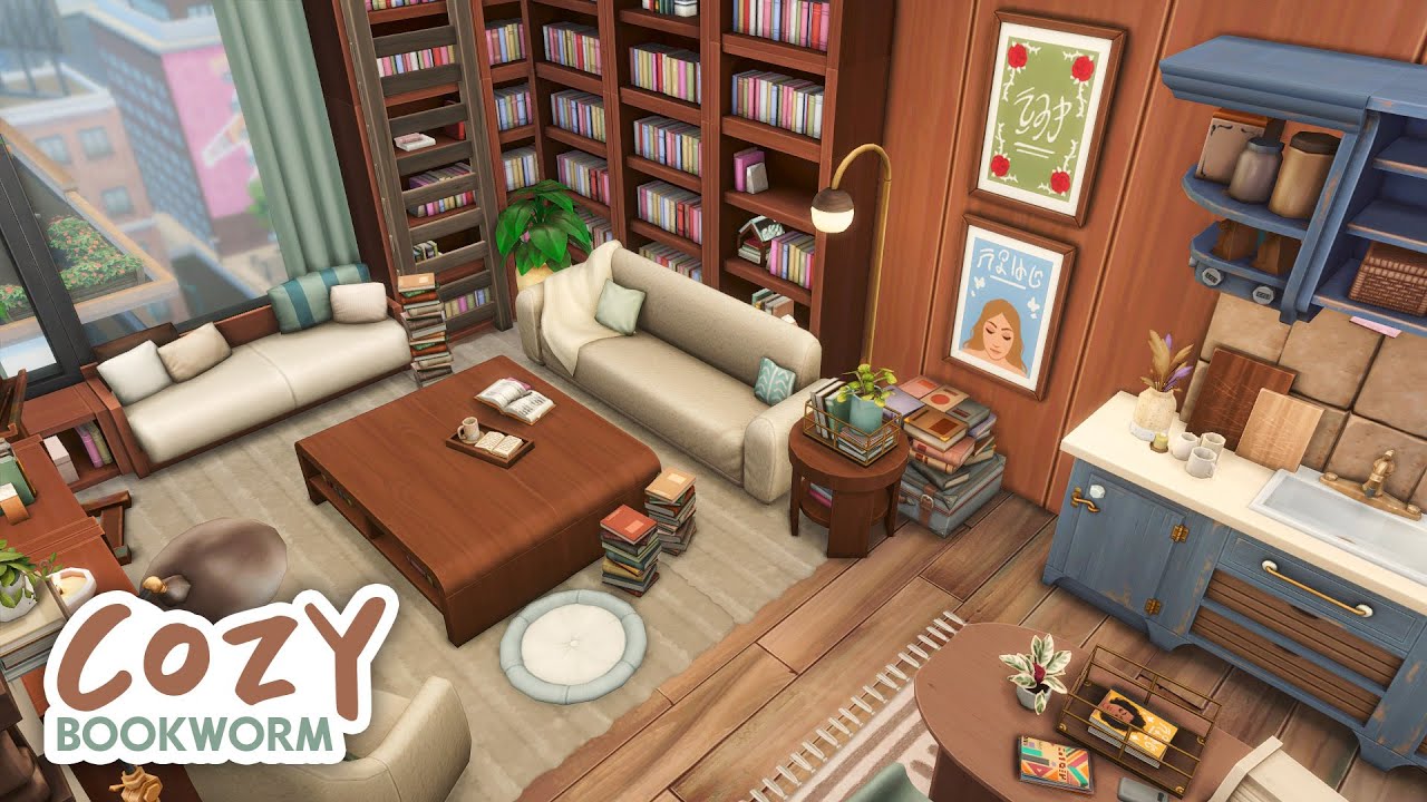 Cozy Book Worm Apartment 📚 // The Sims 4 Speed Build: Apartment Renovation