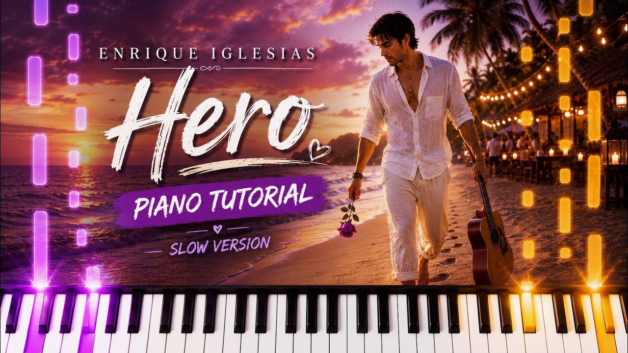 Learn To Play Hero Enrique Iglesias on Piano! (Hard) SLOW 50% Speed