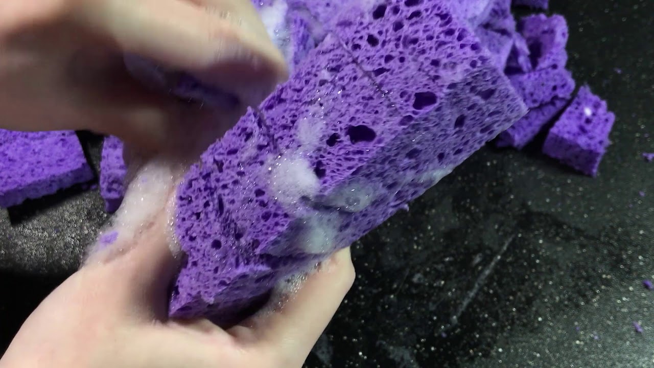 ASMR Soapy Cellulose Sponge Scratching, Slicing, and Ripping