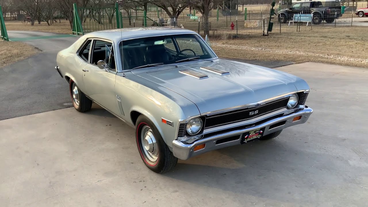 1969 Chevrolet Nova SS 396ci V8 4-Speed Manual Factory Cortez Silver Dog Dish Hubcaps New Redlines