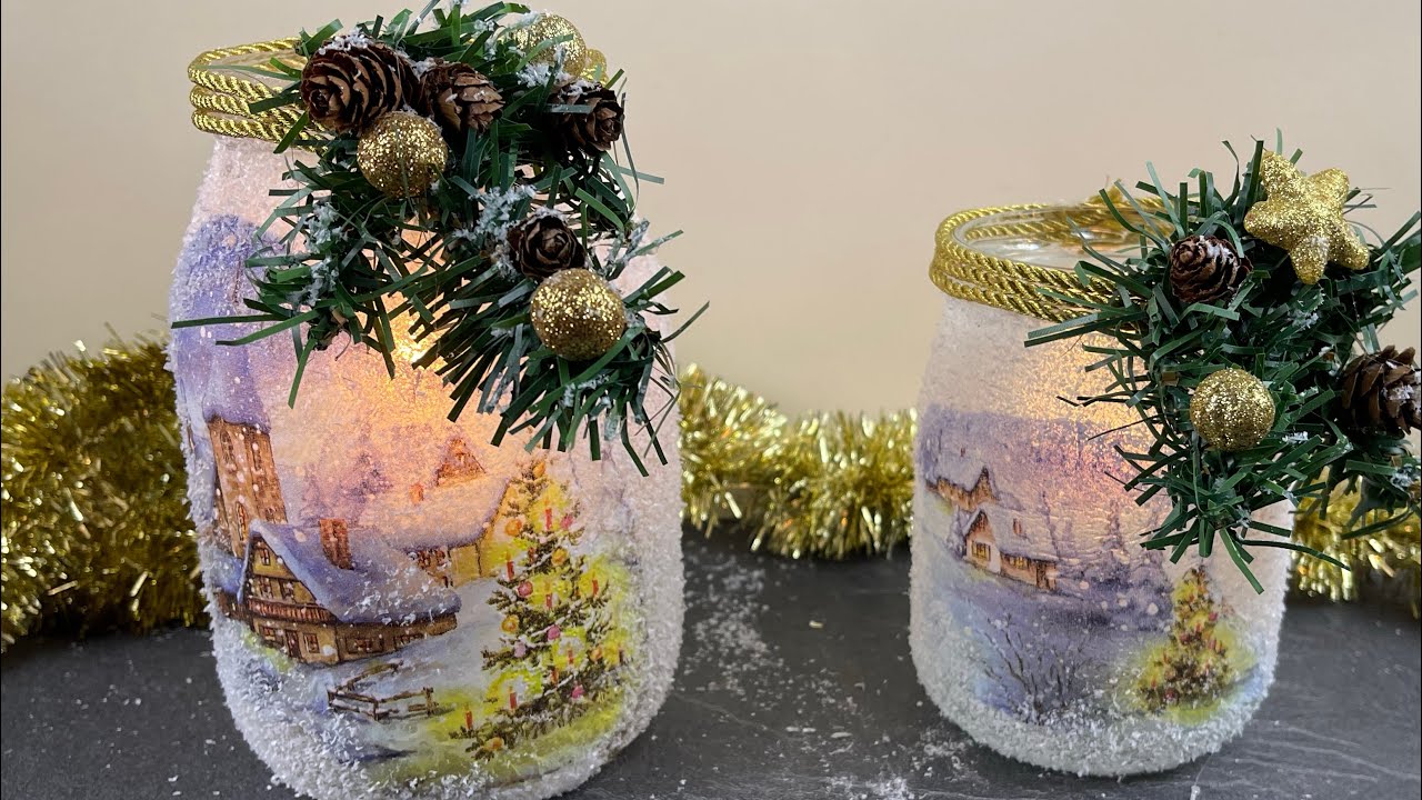 Tutorial luminoso con riciclo barattolo e con tovagliolo