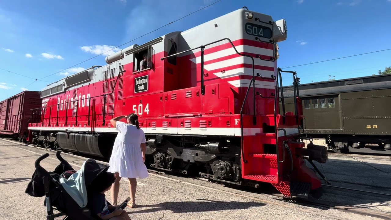 Trains trolleys and trolley buses at the Illinois Railway Museum during Labor Day weekend