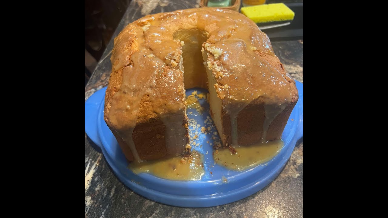Mile High Pound Cream Cheese Pound Cake with Caramel