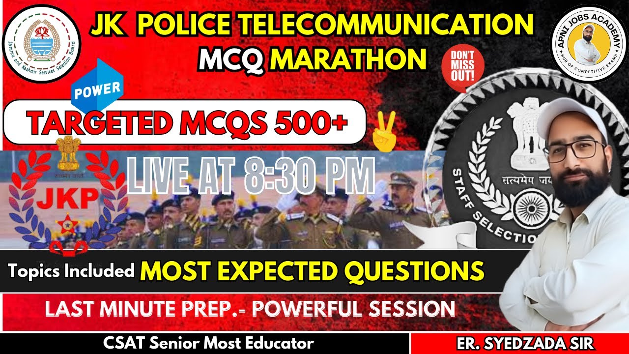 LIVE || TELECOMMUNICATION || LAST MINUTE  PREPARATION @ApniJobsAcademyCompetitiveexam