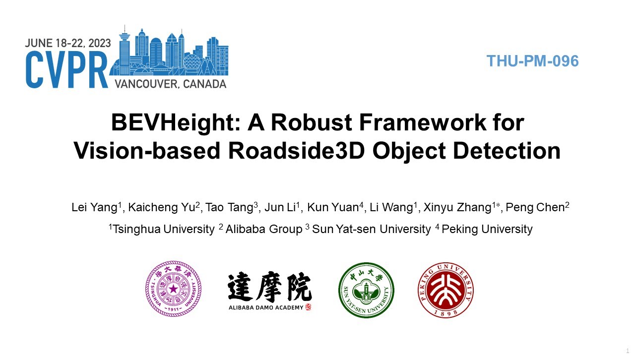 BEVHeight: A Robust Framework for Vision-based Roadside 3D Object Detection (CVPR 2023)