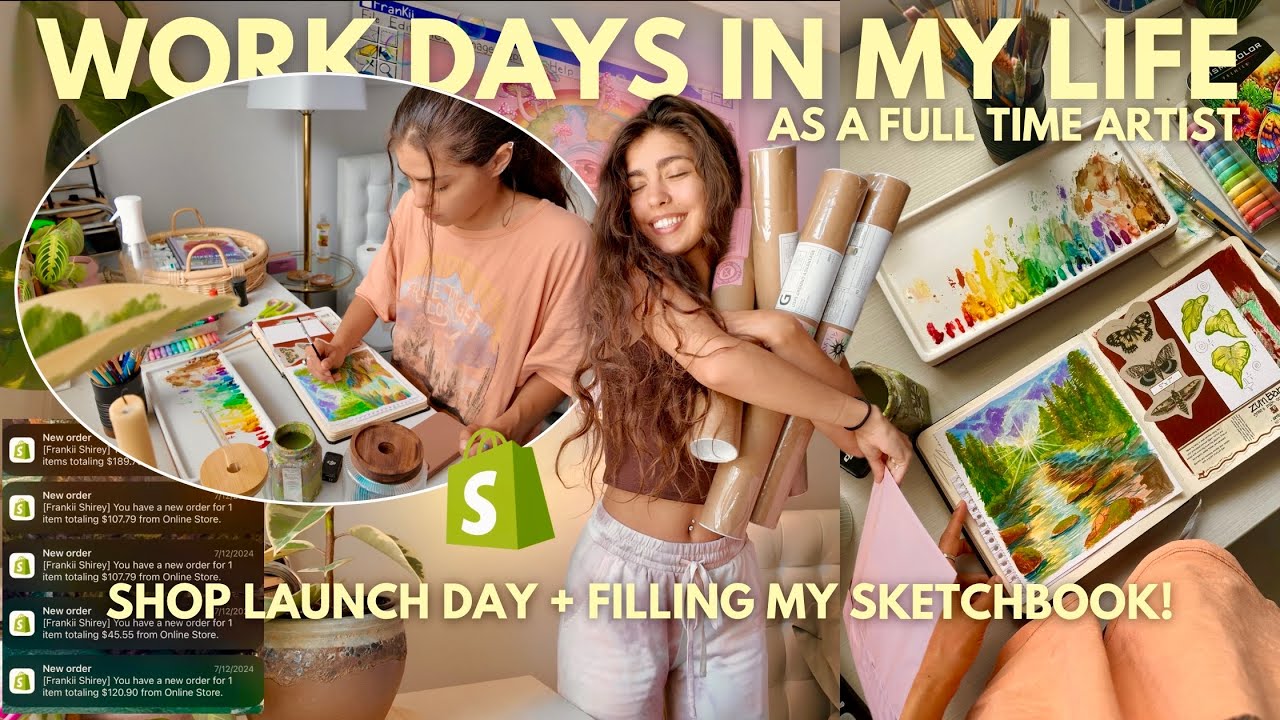 Small Business Work Days In My Life 📦🎨 Art Shop Launch Day & Filling My Sketchbook!