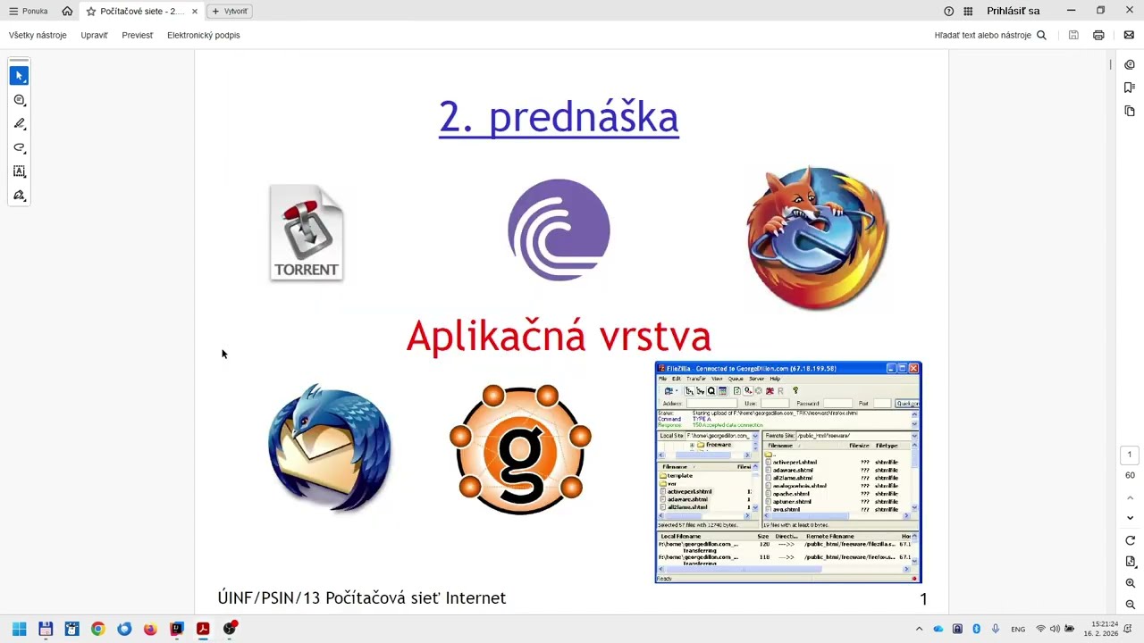 Počítačová sieť internet: Prednáška 2 zo 16.2.2026