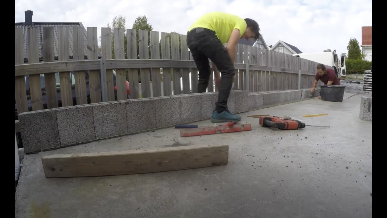 Hvordan bygge ringmur til garasje Fredrikstad Sarpsborg how to  DIY Sånn gjør jeg det.. Murer puss
