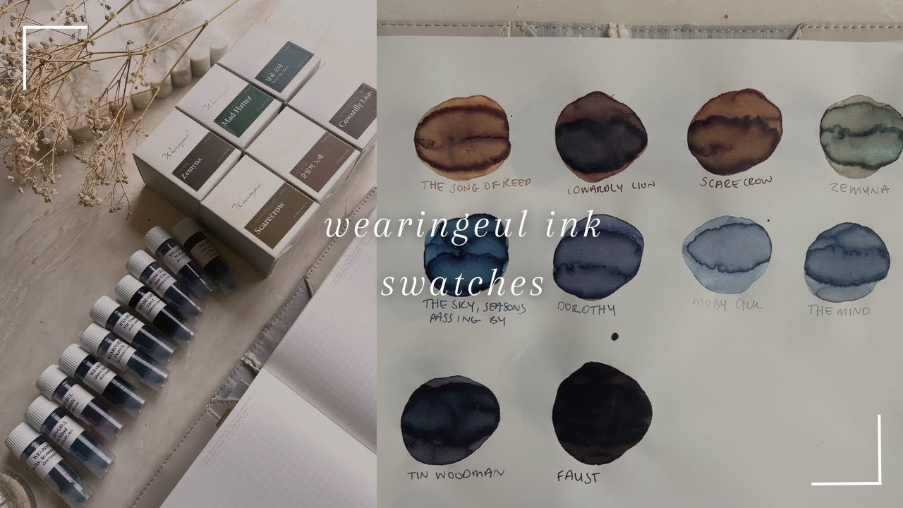 Wearinguel Ink Swatches: (The Song of Reed, Moby Dick, Cowardly Lion, Scarecrow, and much more)