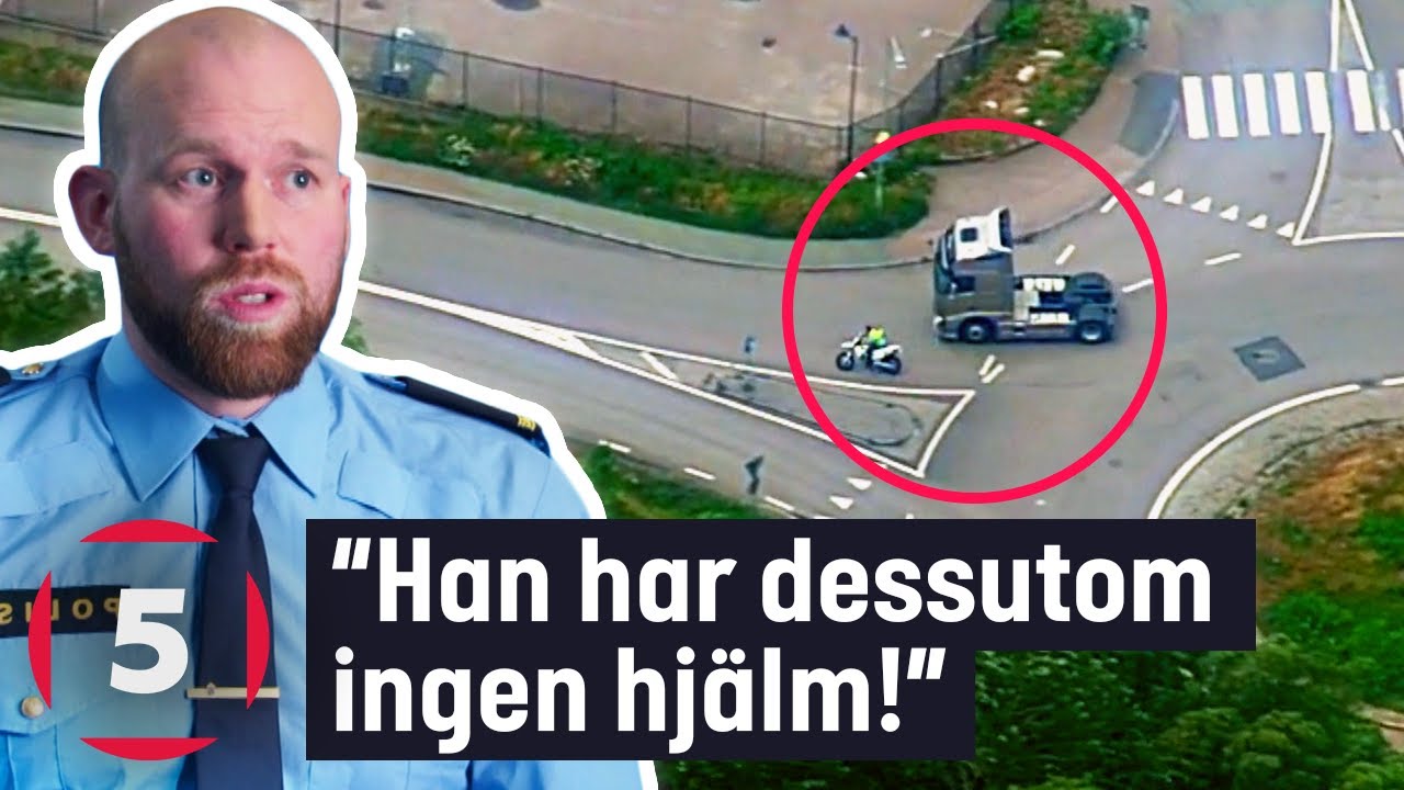 Adrenalin-junkie på MC vill bli jagad av polisen! | Fångat på polisens kamera | Kanal 5 Sverige
