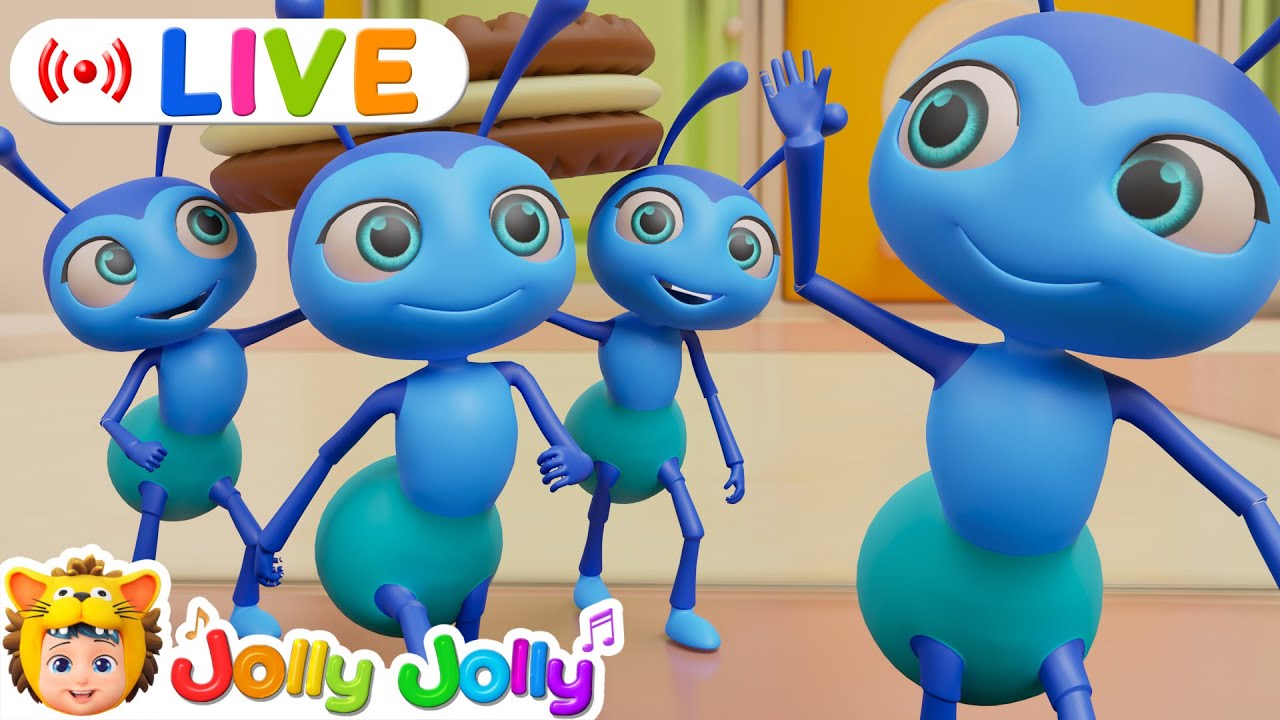LIVE🔴Let's Count Animals | Ants Go Marching, Five Little Monkeys + More | Jolly Jolly & Animals