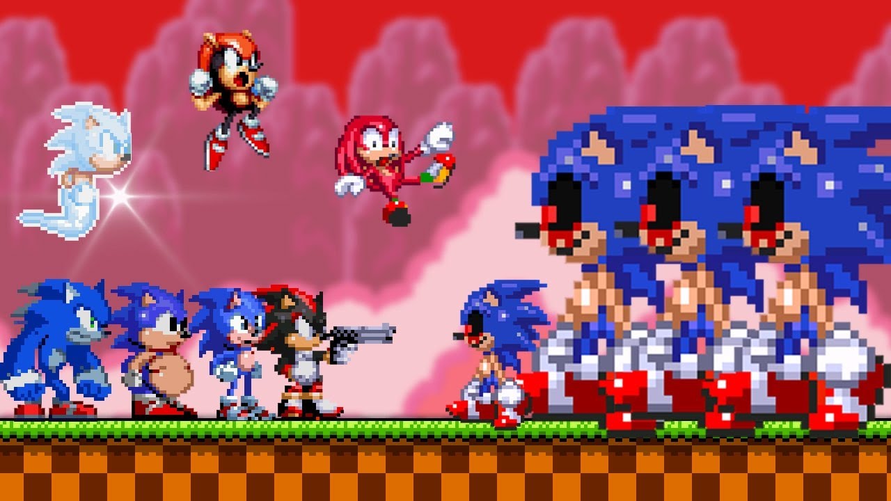 ¿Qué pasa si juegas un nivel con 100 Sonic.exe? 🤯 Super Mario 4 Jugadores
