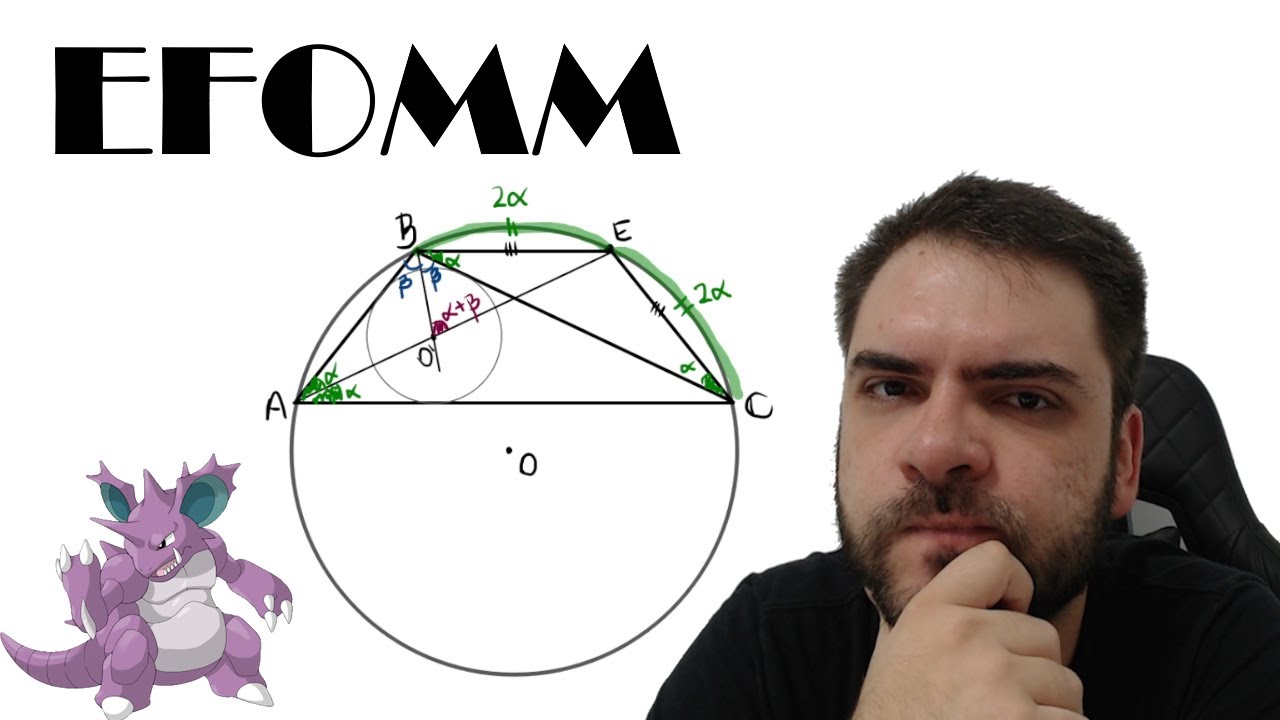 EFOMM/2020 Seja ABC um triângulo inscrito em uma circunferência de centro O. Sejam O’ e E o incentro