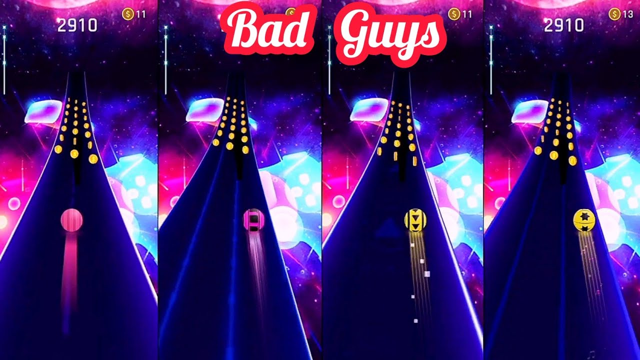 Bad Guys | Dancing road | with 4 different balls and roads | Billie eilish