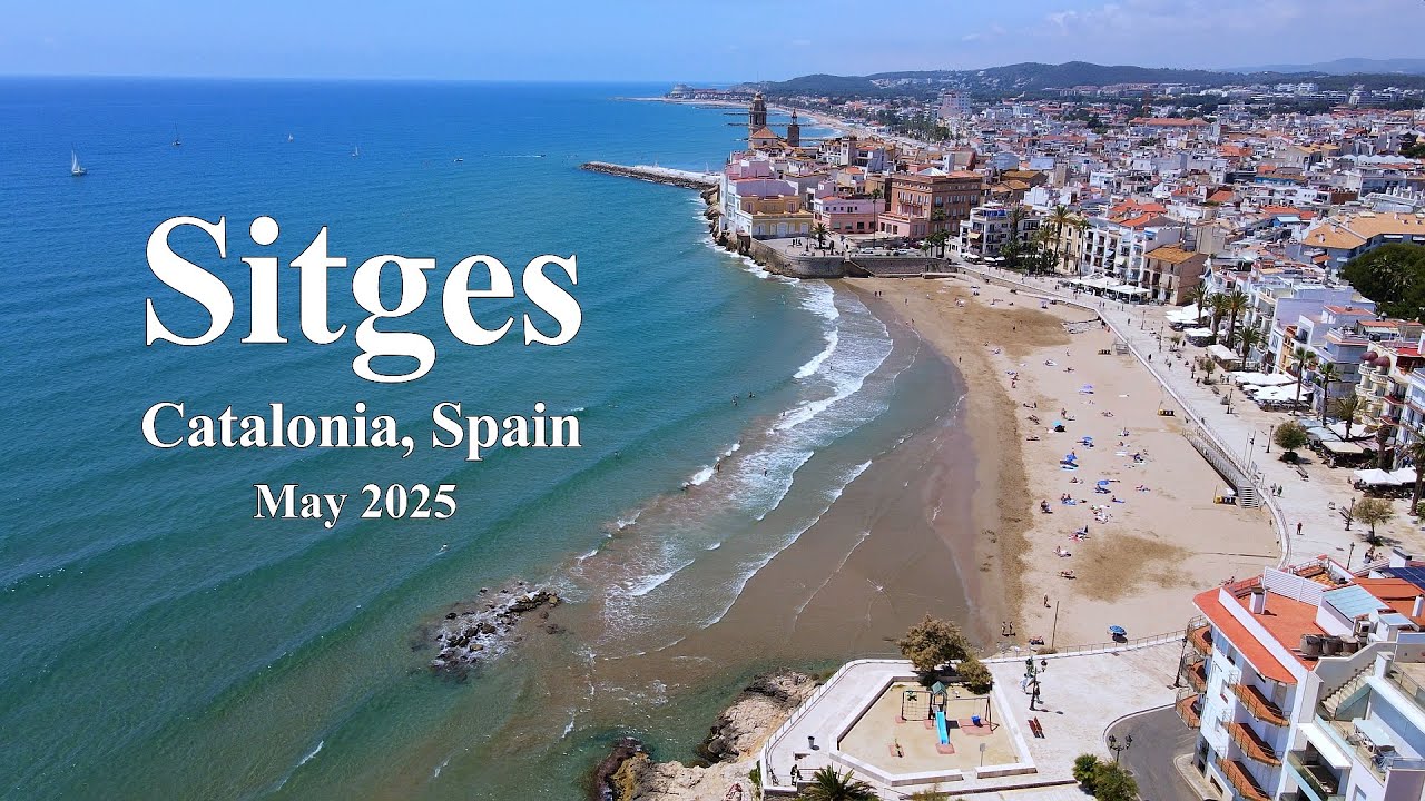 Understanding Sitges : 4K bird's view video of the beautiful town of Sitges, in Catalonia, Spain
