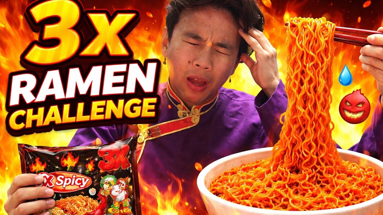 3X RAMEN CHALLENGE | EXTREME SPICE LEVEL!! 😱#tibetanvlogger 