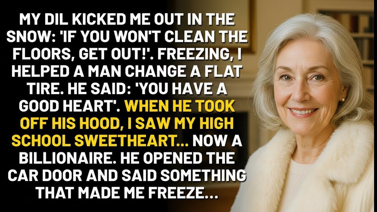 My DIL Kicked Me Out In The Snow. I Helped A Man Change A Tire. He Was My High School Sweetheart and
