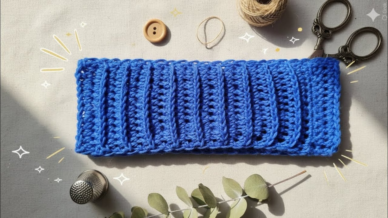Easy Crochet Ribbed Headband | Unisex Winter Headband 💙 🧶
