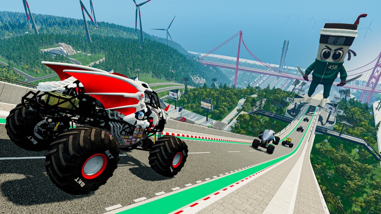 Epic Monster Truck Jumps & Crashes at High Speed | BeamNG Drive #023